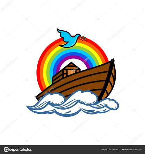 Logo Noah's Ark Rainbow Symbol Covenant Dove Branch Olive Ship Stock ...