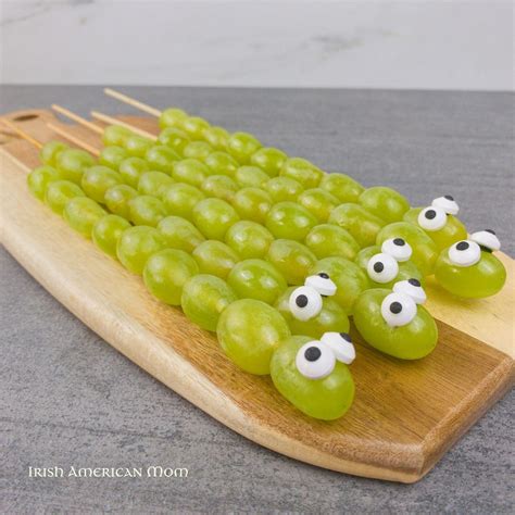 Green Grape Snake Snacks For Celebrating Saint Patrick's Day