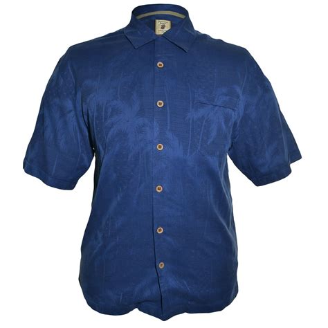 Jamaica Jaxx - Jamaica Jaxx Mens Silk Hawaiian Aloha Shirt (Blue Palm ...