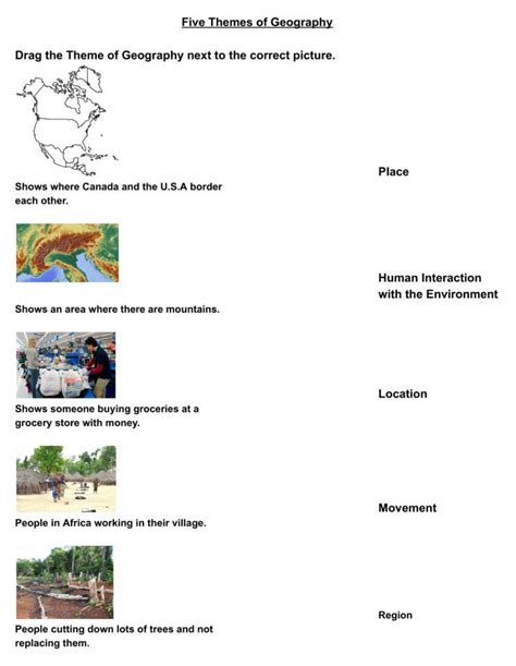 Five Themes Of Geography Worksheet