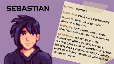 Sebastian from Stardew Valley: Schedule, Gifts, Heart Events and FAQs