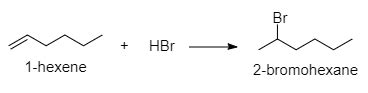 a) Write the reaction of 1-hexene with HBr. b) What is the name of the ...