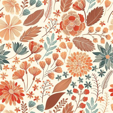 Seamless Orange Floral Pattern 1271927 Vector Art at Vecteezy