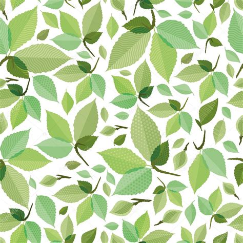 Seamless green leaves pattern, green foliage without gradient for ...