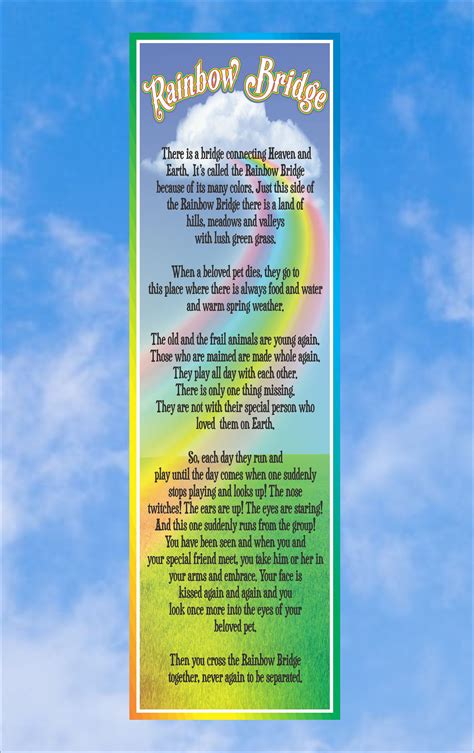 Rainbow Bridge Poem Pet Loss Inspirational Sign With Colorful - Etsy Canada