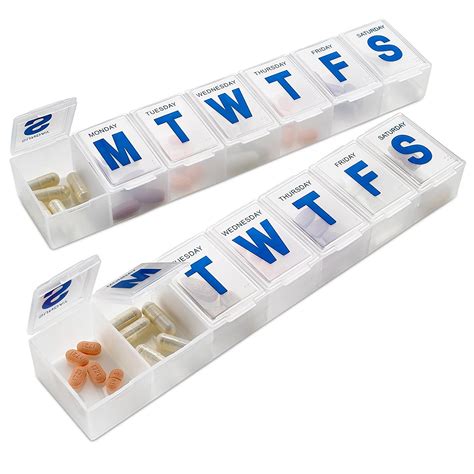 MEDca Weekly Pill Organizer, 7-Day Pill Planner Extra Large, 2 packs | Carismedic