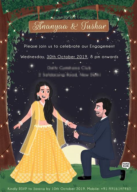 Custom Invite #68 | Cartoon wedding invitations, Indian wedding invitation card design ...