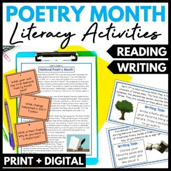 National Poetry Month Reading and Writing Activities | Literacy Centers