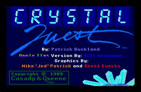 Crystal Quest, Apple IIGS disk. by Cassady & Greene, Inc.(1989)