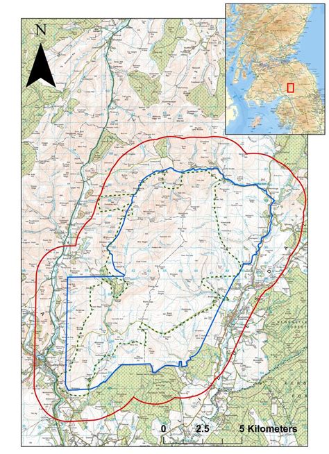 1. The study area (red line) which incorporated the Langholm Moor... | Download Scientific Diagram