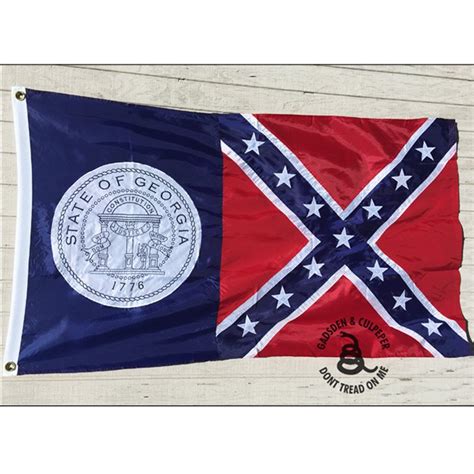 3x5 ft Georgia Confederate Battle Embroidered Nylon Flag | Liberty or Death USA