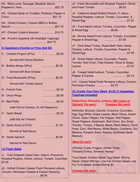 Pronto Cafe menu in Newark, New Jersey, USA