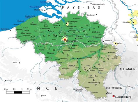 Large detailed elevation map of Belgium with administrative divisions ...