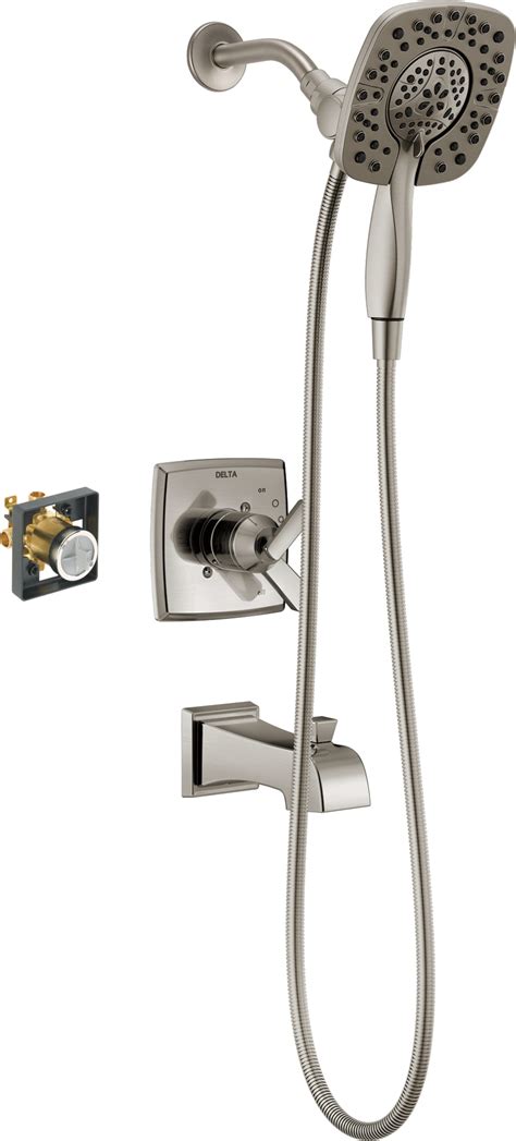 Shop Delta Delta Ashlyn Monitor 17 Series Stainless 1-handle Shower Head and Bathtub Faucet with ...