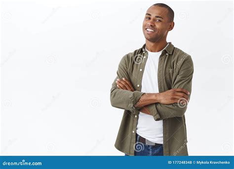 Portrait of Smart, Professional African-american Man, Standing White Background with Hands ...