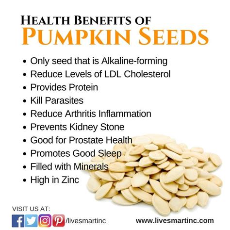 Health Benefit of Pumpkin Seeds #livesmartinc www.livesmartinc.com | Pumpkin seeds benefits, Dry ...