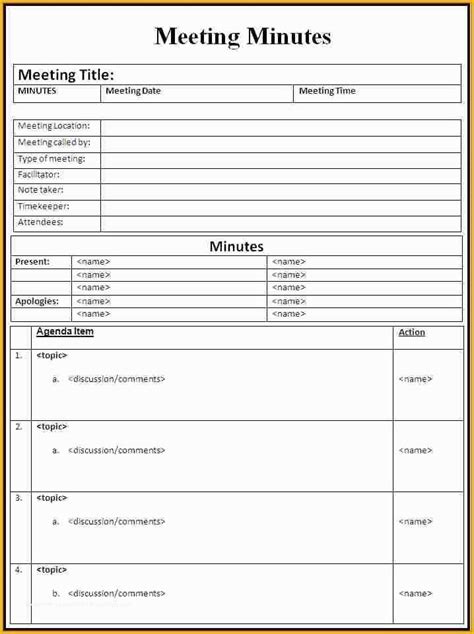 Team Meeting Minutes Template Free Of 50 Meeting Agenda Templates Pdf Doc | Heritagechristiancollege