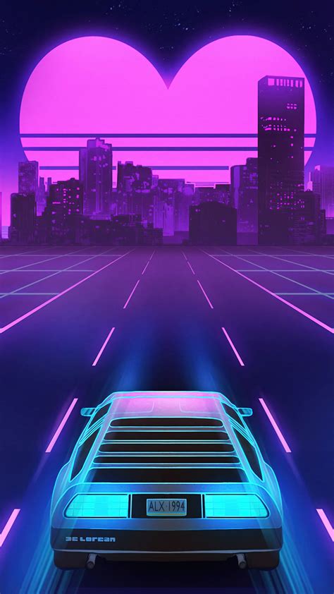 outrun, vaporwave, synthwave, delorean, artist, artwork, digital art ...