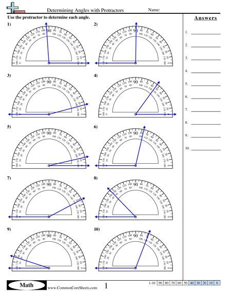 Angles Worksheets | Angles worksheet, Angles math, Protractors