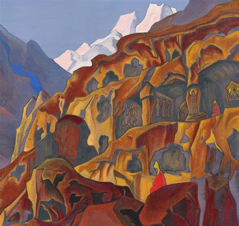 Sacred Caves, Himalayas Painting by Nicholas Roerich