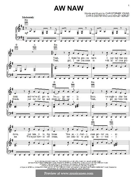 Aw Naw by A. Gorley, C. Destefano, C. Young - sheet music on MusicaNeo