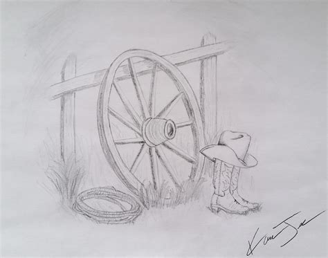 Country Scene, pencil drawing. Artist: Kara Jenne (myself) | Horse art drawing, Scene drawing ...