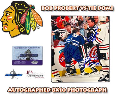 Bob Probert vs Tie Domi Signed Fight Photo Blackhawks & Rangers 8X10 ...