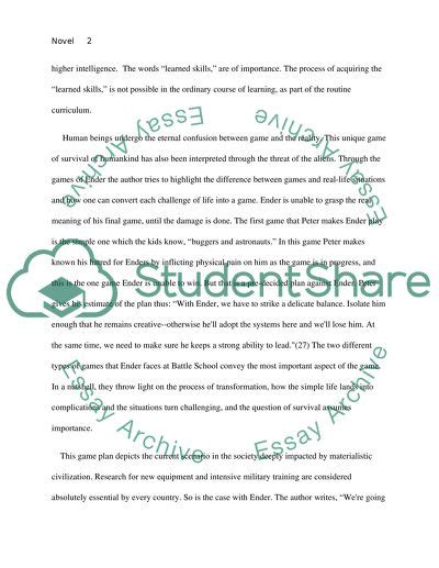 Novel Ender's Game Analysis Essay Example | Topics and Well Written Essays - 1250 words