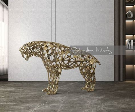 Sabertooth Tiger No.2(Stainless Steel Abstract Sculpture) Sculpture by ...