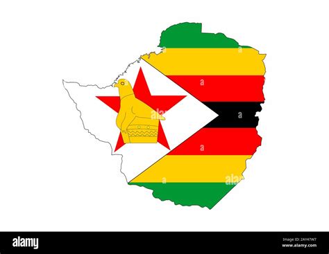 zimbabwe flag map Stock Photo - Alamy