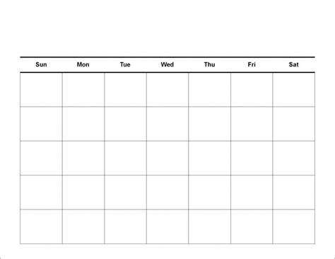 5 Day Blank Calendar | Calendar Template Printable