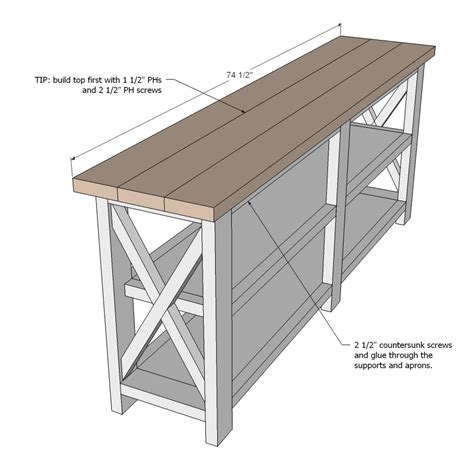 Rustic X Console Table | Ana White