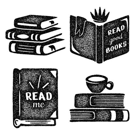 Free Vector | Monochrome reading books stickers collection