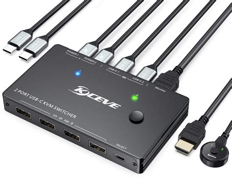 USB Type-C KVM Switch, 2 Port USB C KVM Switcher Box Support 4K@60Hz ...