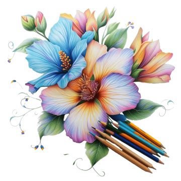 Cute Kawaii Colored Pencil Flower Pastel, Cute, Doodle, Abstract PNG Transparent Image and ...