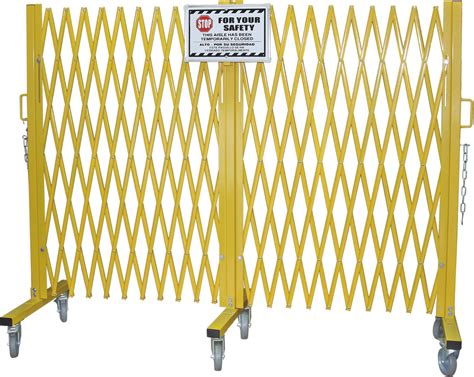 Yellow Folding Barrier Gate Accordion Safety Barriers Max Opening 20’ X 52 ½” High