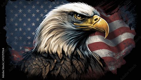 USA flag with Eagle, Patriotic background, Generative ai Stock Illustration | Adobe Stock