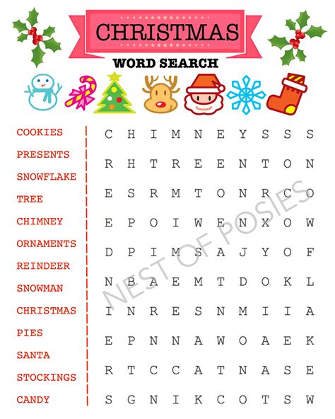 Christmas Word Puzzle Printables for Kids - Nest of Posies