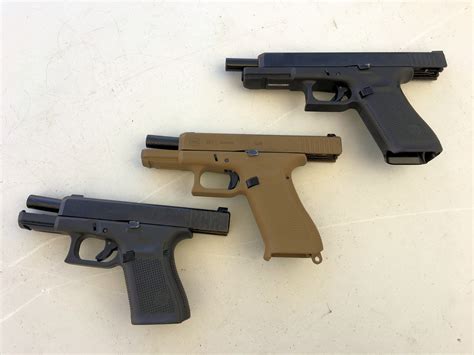 Glock 19X (G19X), Glock 19 (G19) Gen5, Glock 17 (G17) Gen5, and Glock 34 (G34) Gen5 at the Range ...