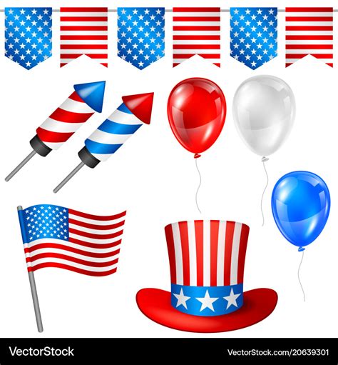 Fourth of july independence day symbols set Vector Image