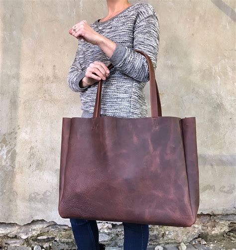 Extra large brown leather tote bag 24”x 15” – Urban Artisan Boutique