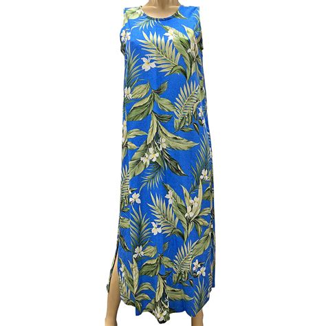 White Ginger Blue Long Tank Dress – AlohaFunWear.com