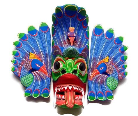 Sri Lankan Hand Carved Wooden Wall Hanging Stunning Peacock Mask Sculpture home Decor, Perfect ...