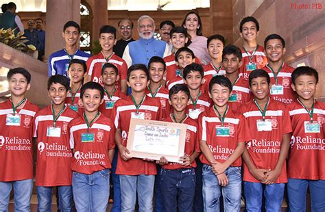 PM Narendra Modi in a group photograph with the children