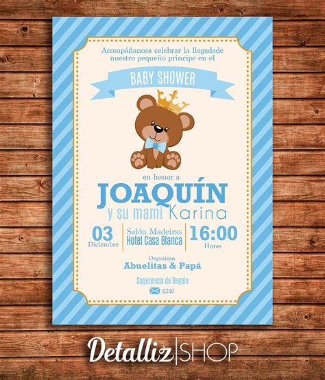 Invitacion Baby Shower Principe Osito Niño Baby Shower | Etsy