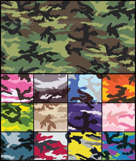 Woodland Camouflage Seamless Pattern Set | Camouflage colors ...