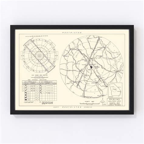 Vintage Map of the Robins Air Force Base Vicinity, 1952 by Ted's ...