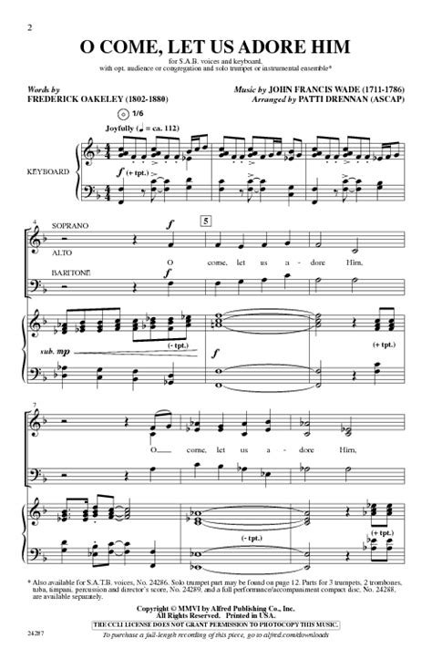 O Come Let Us Adore Him Sheet Music by Drennan/Adams (SKU: 24287) - Stanton's Sheet Music