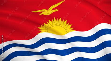 Kiribati National Flag (Kiribatian flag) - waving background ...