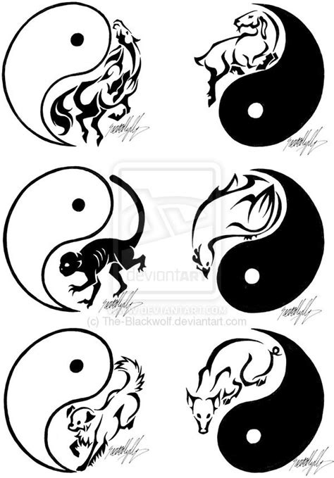 Chinese Zodiac Yin Yang Tattoo Designs